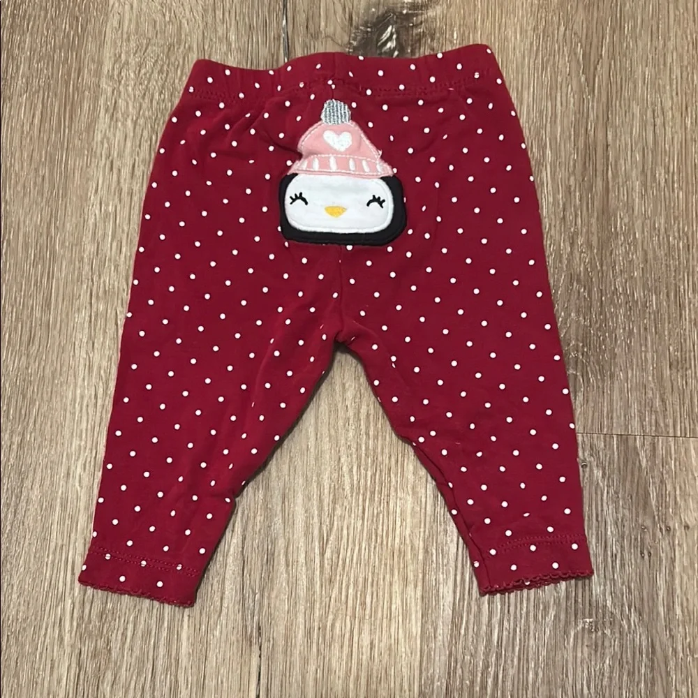 Carter's Red Polka Dot Leggings with Penguin Design